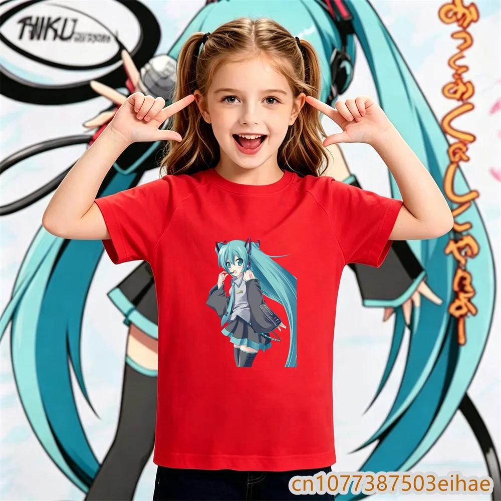 Boys Girls Daily Sportswear 2026 Summer Hatsune Miku Y2K Retro Printed Short Sleeve TShirt Loose Breathable Unisex Fashion Tee