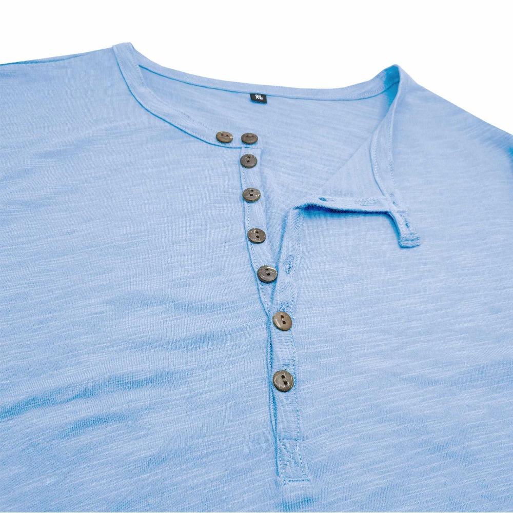 Summer Men’s Casual Tops: Classic Men’s Henley-style Short-sleeved T-shirt with A Stand-up Collar