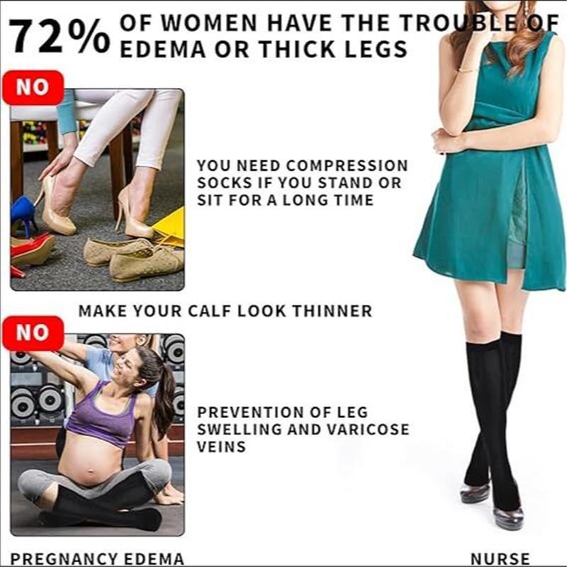 1 Paar Kompressionsstrümpfe für Damen, 15–25 mmHg Kniestrümpfe, Kompressionsstrümpfe für Sport, Sport, Diabetiker, Krampfadern, Reisen, Stillen
