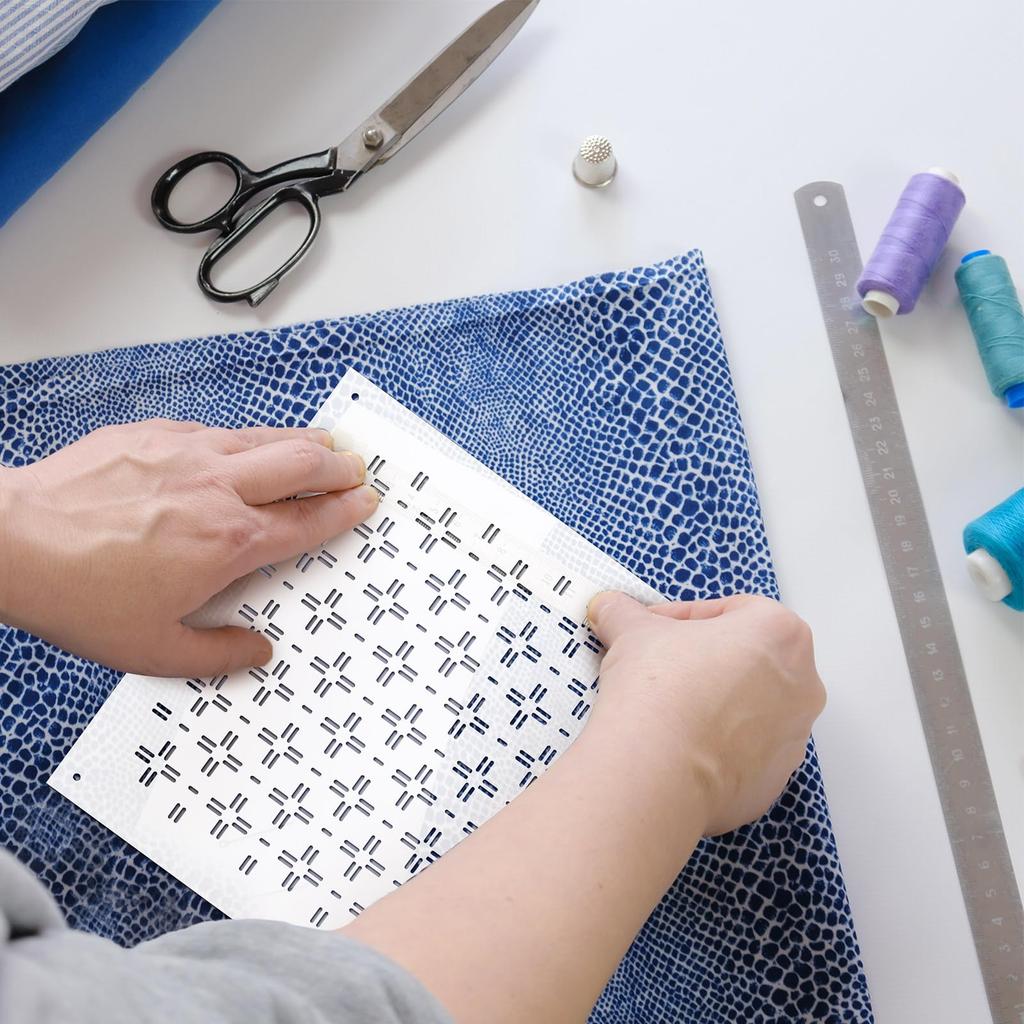 Yousoontic Sashiko Stencil Set (8 Pcs, 4.7 × 4.7 In, 2.5 Mm Thick, Reusable Plastic)