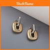Geometric Oval Drop Earrings With Gold Plating For Elegant Women