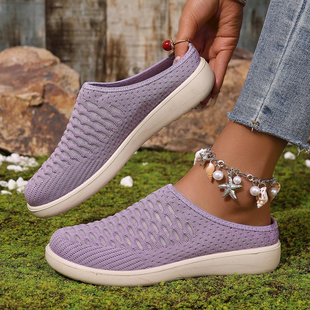 Shoes women's new flat slippers fly-woven mesh casual shoes fashion lazy shoes foot cover breathable mother shoes