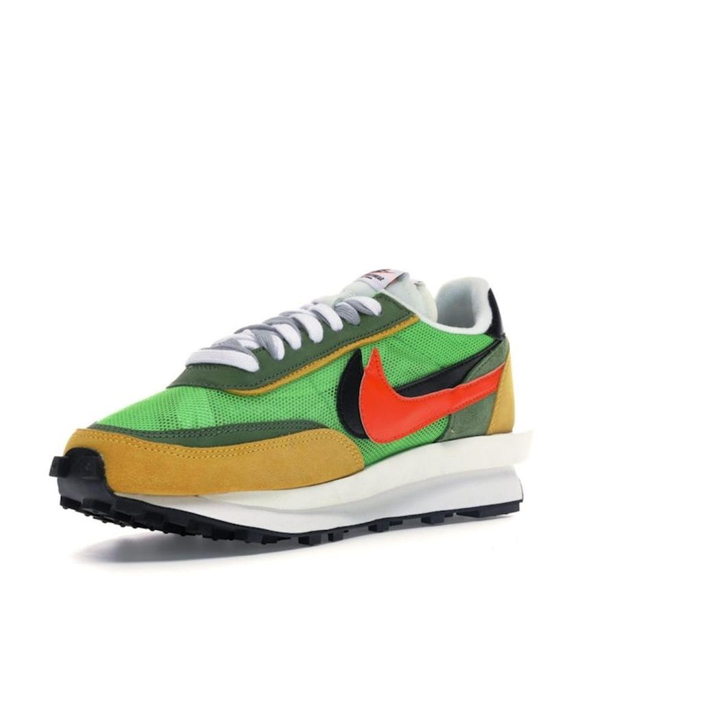Zapatillas unisex sacai x Nike LDWaffle Green Gusto Negro-Varsity-Maíz-Naranja Seguridad BV0073-300