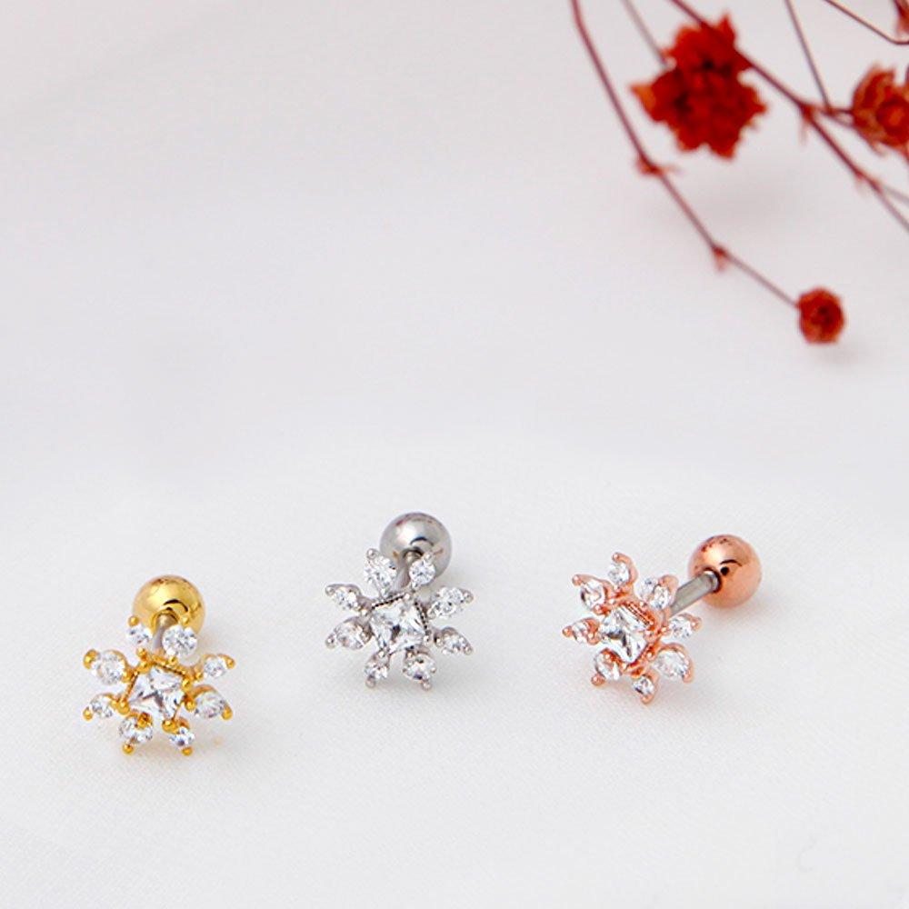 [1+1] Surgical Pin Cubic Piercing Snowflake 3 Types, Choose 1, One Side Sale