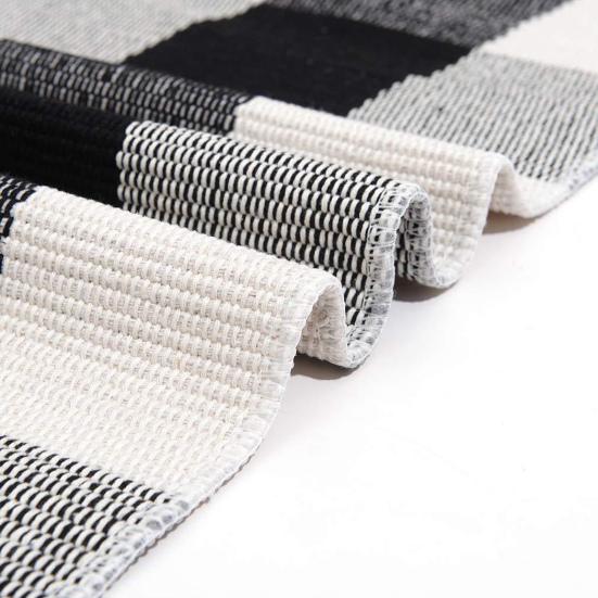 Bathroom Floor Mat Quick Absorbent Quick-Drying Anti-Slip Colorblock Plaid Printing Manual Braided