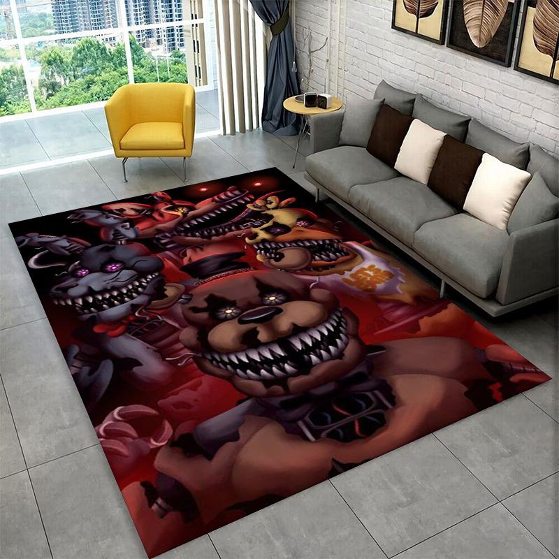 

Классический ковер-коврик F-FNAF Хоррор Игра Фредди для игровой комнаты, спальни, гостиной, дивана, домашнего декора, детский коврик, нескользящий коврик для пола 40x60cm