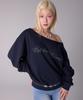 YOUHEE Hotfix Off-Shoulder Sweat Shirts_Navy