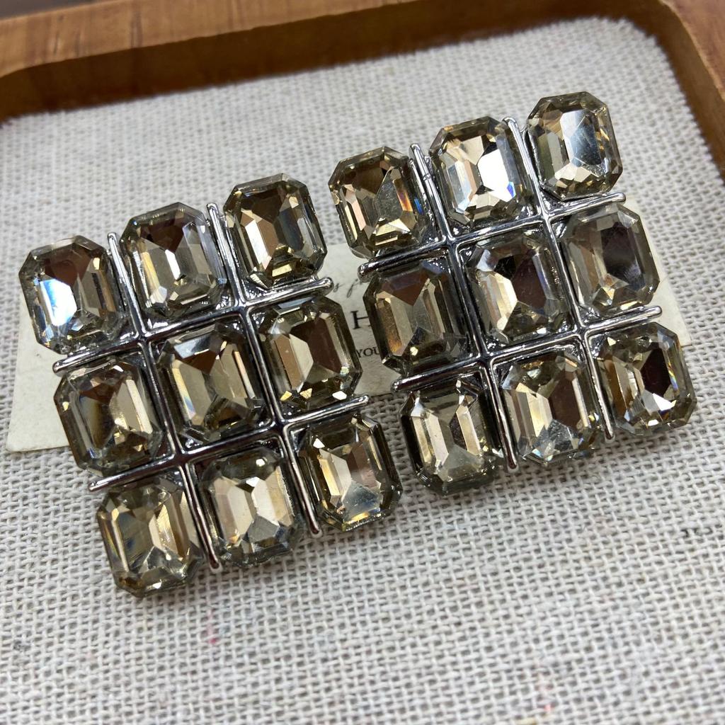 Fashion Retro Style Coffee White Glazed Earrings Jiugongge High-End Sense Medium And Ancient Style Stud Earrings Female