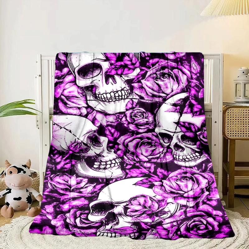 Skulls And Roses Artwork Blanket Flannel Blanket Throw Blanket Sofa Cover Blanket Soft Premium Blanket Picnic Blanket Tv Blanket Gifts