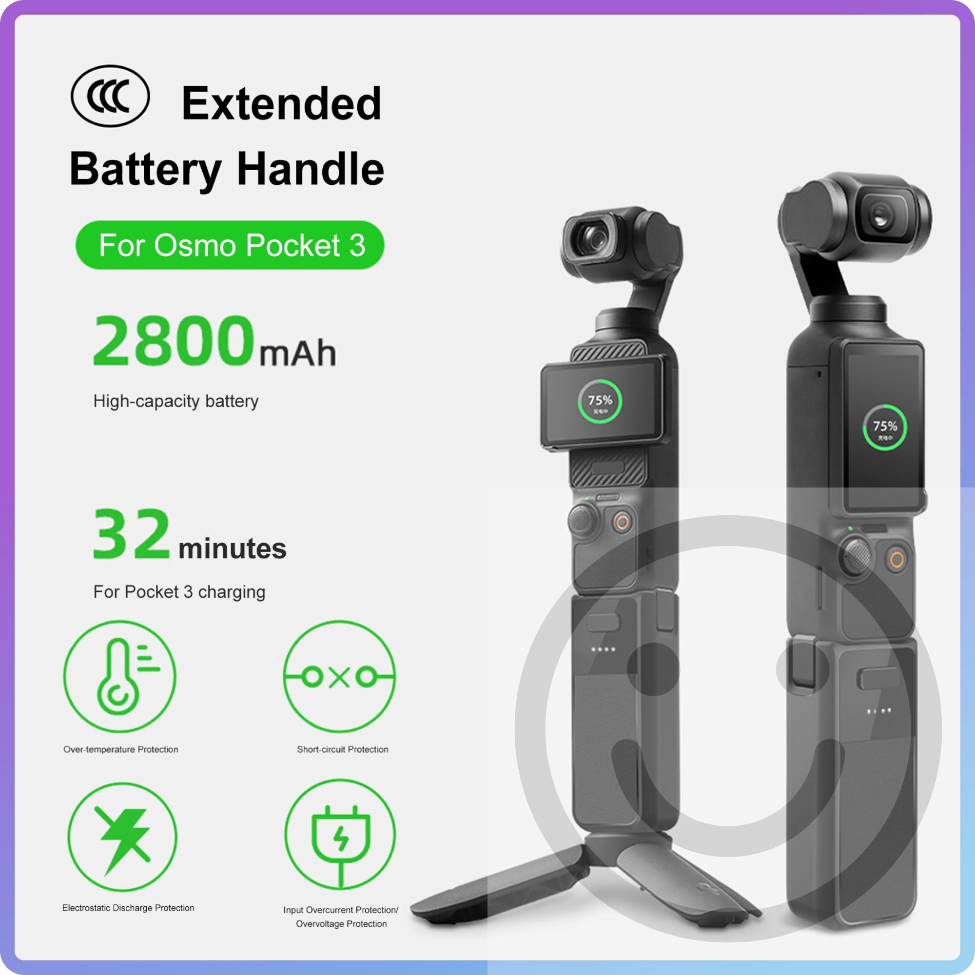 

Для DJI Osmo Pocket3 Ручной Power Bank Рукоятка с портом Type-C Резьбовое отверстие 1/4 дюйма Емкость 2800 мАч Быстрая зарядка Расширенная батарейная рукоятка China Mainland