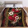 Comfortable Red Black Heart Floral Pattern Blanket Soft High-Definition Digital Print Cooling Blanket All-Season Use Soft Breathable 100% Polyester Pe