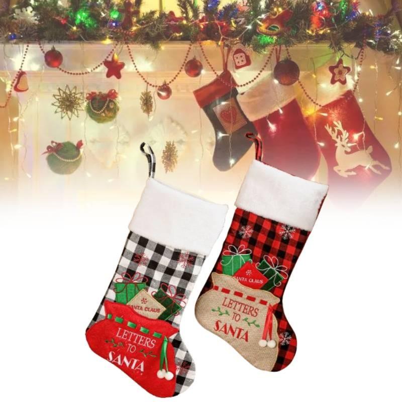 Beautifully Crafted Christmas Stocking Candy Bag With Unique Embroidered Details For Festive Decor