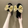 Fashion Casual Fluffy Slippers Women House Flats Fashion Winter Bowknot Designer Shoes Ladies Home Plush Platform Elegant Footwear 2025