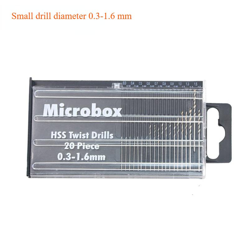 20Pcs/set 0.3mm-1.6mm Mini High Speed Steel Twist Drill Bit Set Micro HSS Drill Bit Set with Case.