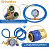 R134A Recharge Hose Kit With Gauge, 51'' AC Refrigerant Recharging Hose Measuring Kit, Self-Sealing R-134A Can Tap Refrigerant Dispenser To R-12/R-22