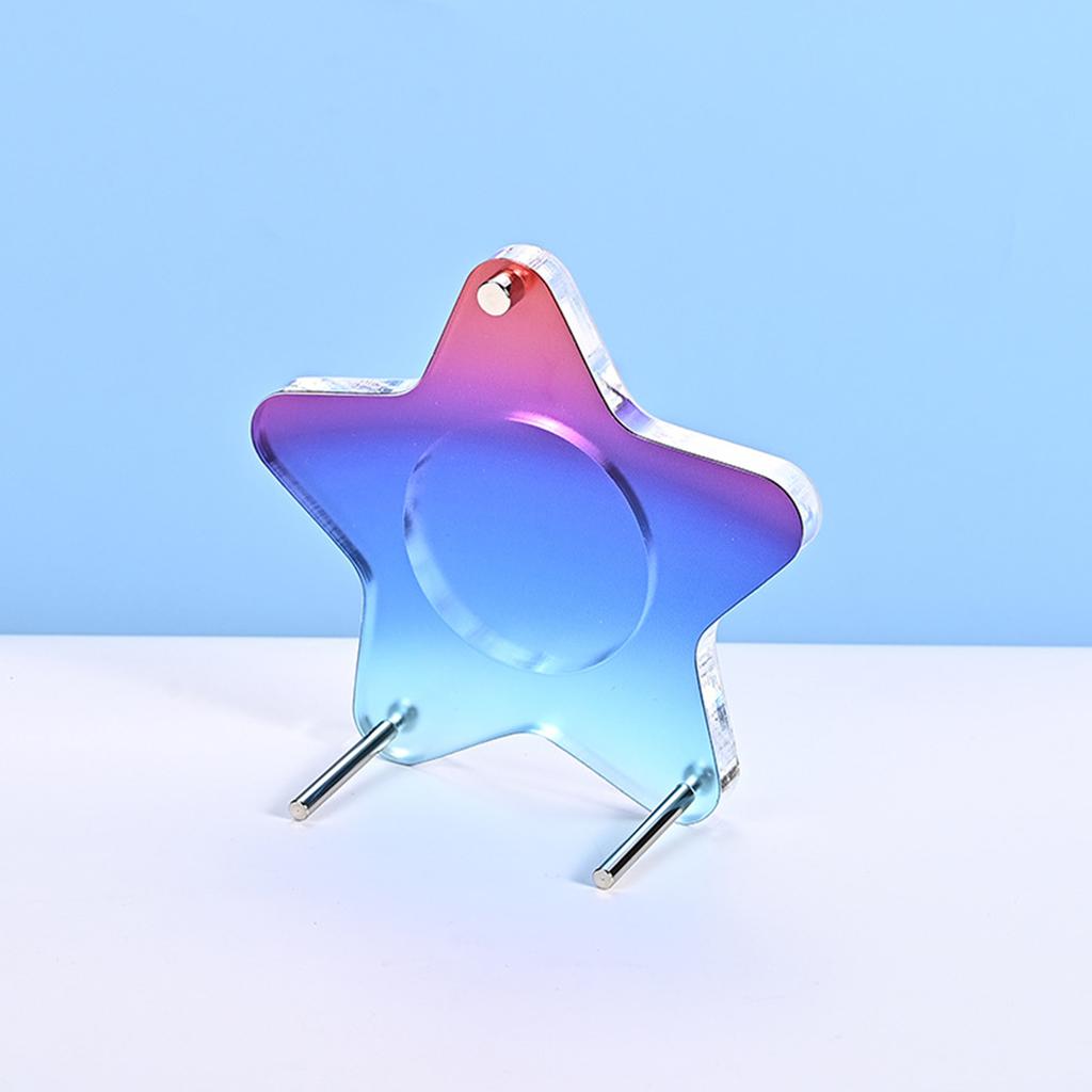 Aesthetic Gradient Color Stars Acrylic Round Metal Badge Holder Anime Character Souvenir Badge Display Storage Dustproof Stand