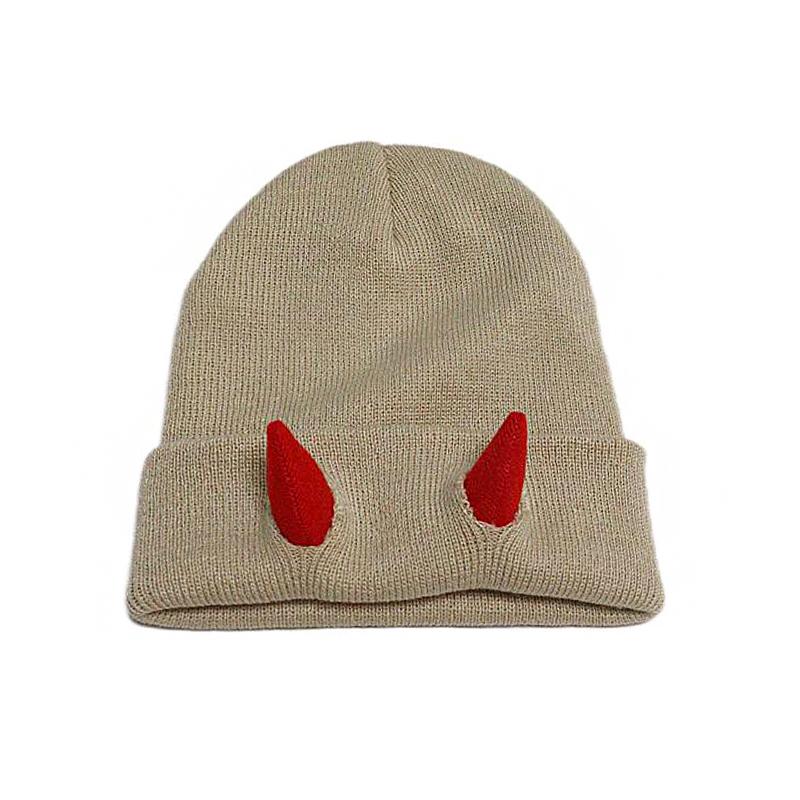 1PC Warm Stretchy Devil Playful Hat Cold-Resistant Beanie Winter-Ready Knitted Trendy Horn Soft-Knitted