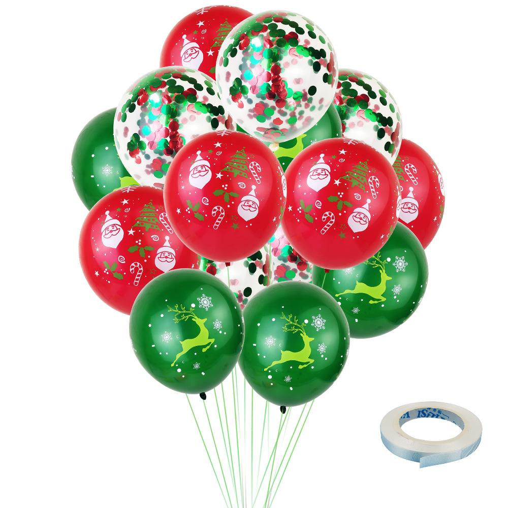Christmas Red And Green Sequin Latex Balloon Wedding Wedding Room Creative Decoration Balloon Sequin Balloon Package
