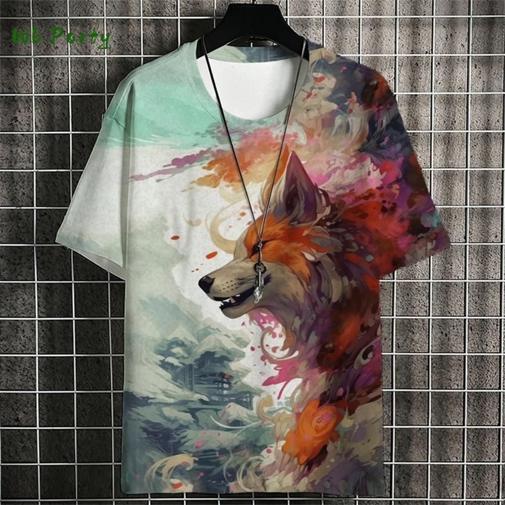 Animal Graphic Men's T-Shirt Fashion Ukiyo-E Print Men's Tops Summer Trend Short Sleeved 3D Printed Casual Loose Men's Clothing
