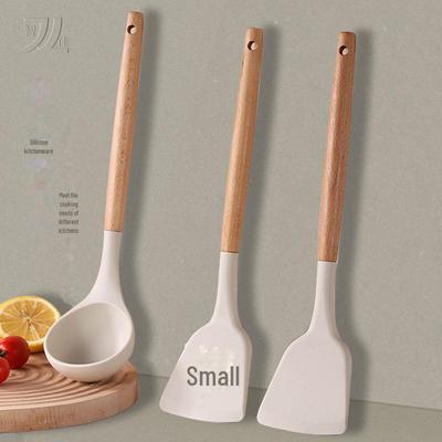 Set di 3 utensili da cucina in silicone con manici in legno - Antiaderenti e resistenti al calore