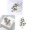 Vintage Green Leaf Brooch With Pearl And Rhinestone For Women Fashion Accessory
