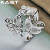 925 Sterling Silver Three Butterflies Adjustable Ring Charm For Women Jewelry