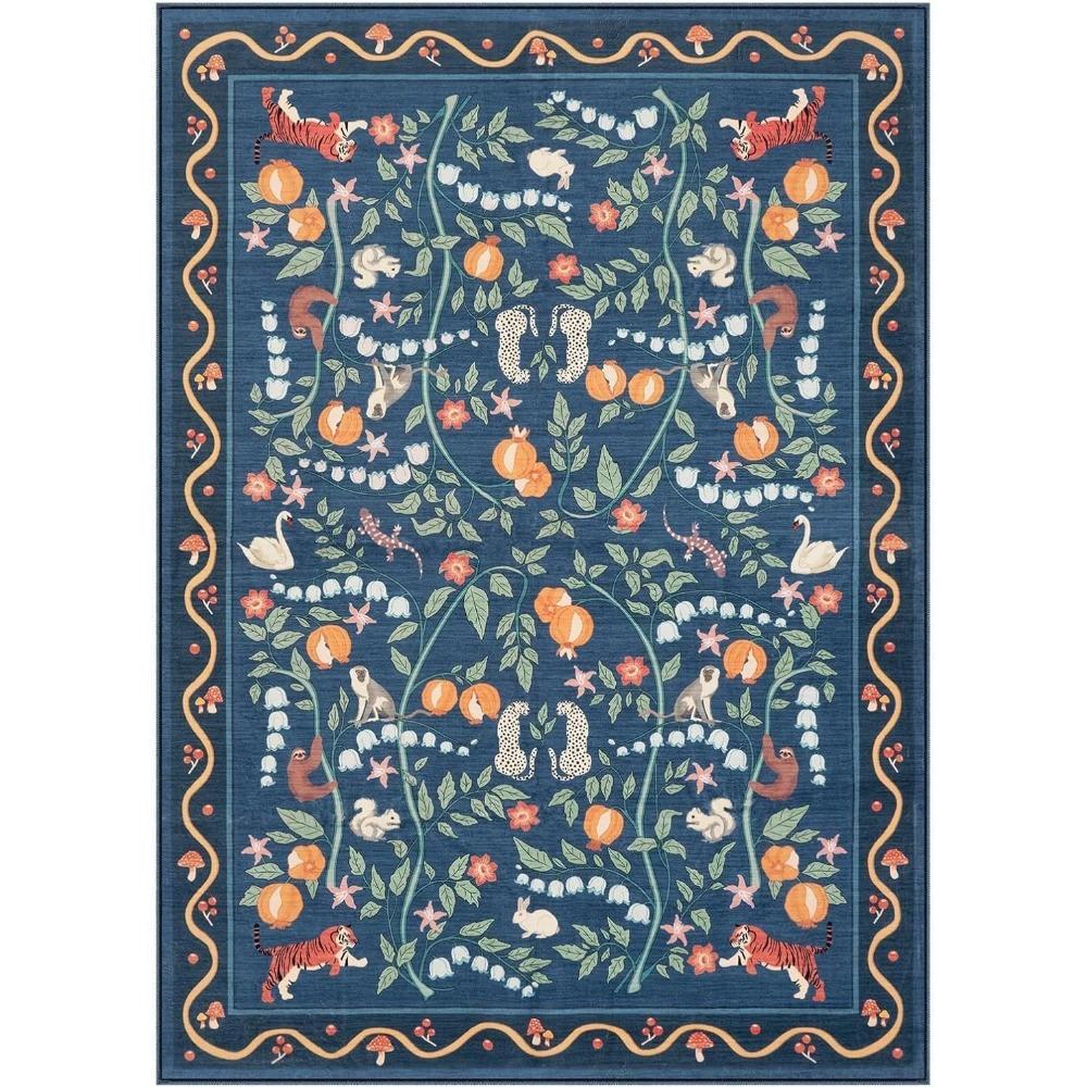 Living Room Carpet Washable Rug for Bedroom Non-slip Floral Children's Playroom Mat Soft Bohemian Floor Mats Modern Large Rugs