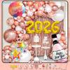 Black & Gold Happy New Year Party Decor Kit - Balloons, Banner & Mask Set, Festive Celebration Supplies