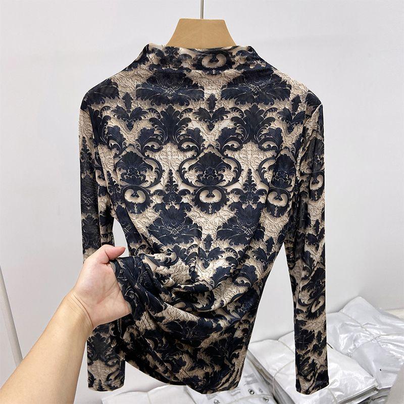 

Благородный и Изысканный Трендовый и Модный Топ с Длинными Рукавами и Сеткой в качестве Базового Слоя L зелёный