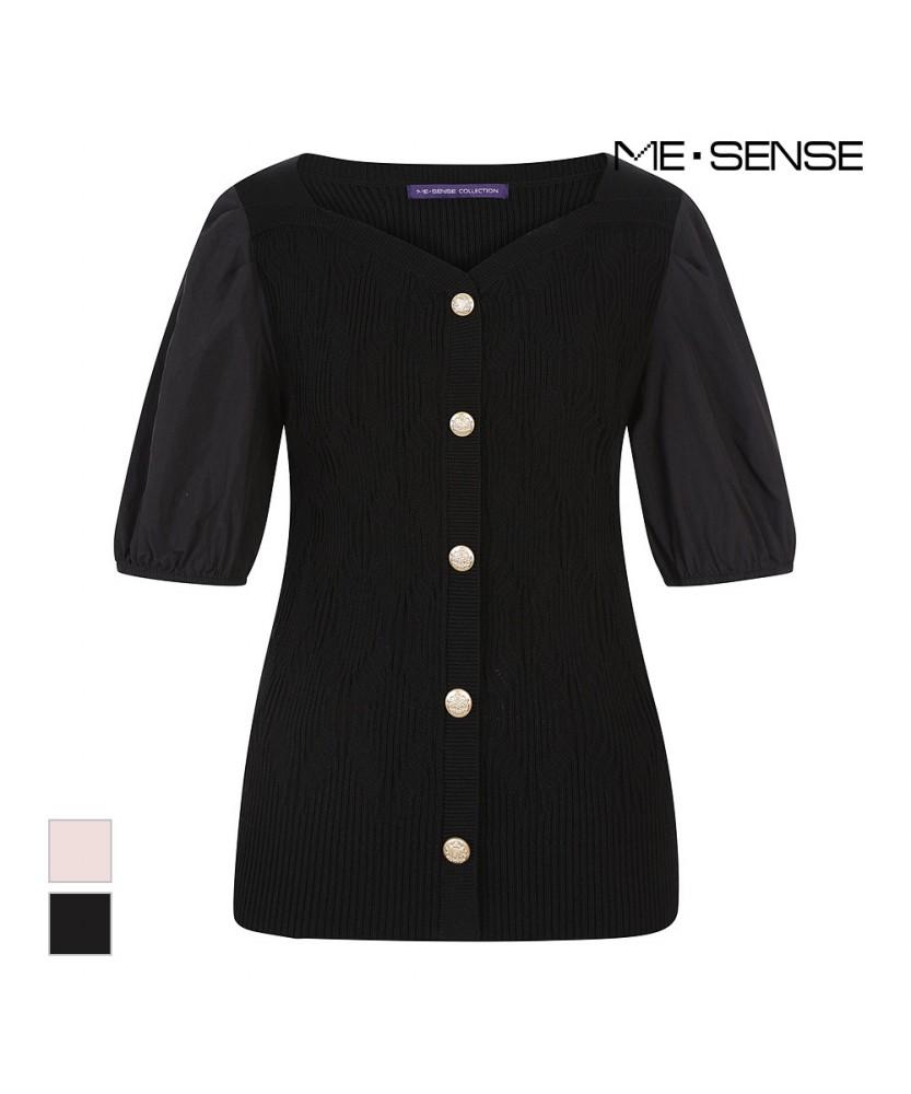MESENSE Color-Block Knit Short Sleeve Blouse_Mb46Knmd84Z