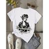 European Size Women'S Retro Rockabilly Graphic T-Shirt - Vintage-Inspired Casual Sporty Tee with Bold "Rockabilly Rebel" Print, Soft Stretch Fabric