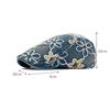 Spring Summer Newsboy Hat Women Sequins Embroidered Flower Beret Denim Retro Progressive Hat