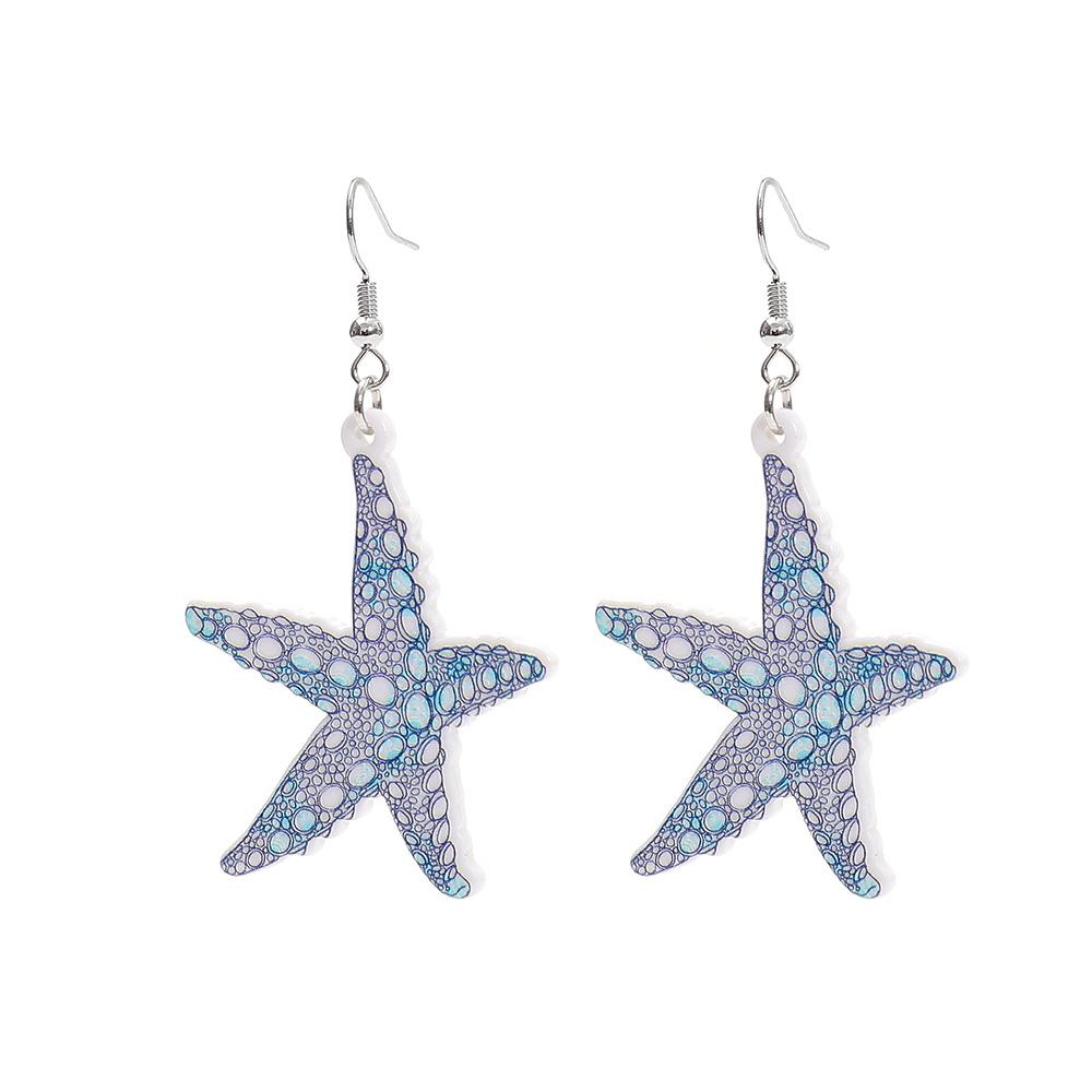 Women's Asymmetrical Starfish Acrylic Earrings - European & American Summer Beach Style