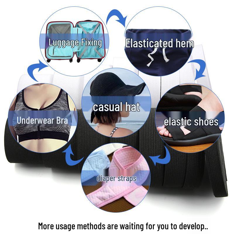 Dikke Elastische Rubberen Banden voor Kleding Taillebanden - Zwart & Wit
