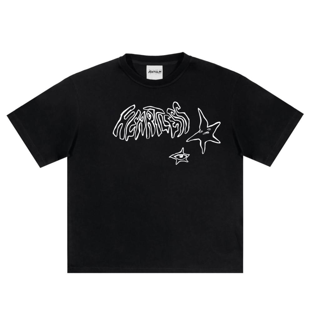 Harajuku Oversized Streetwear Herrenbekleidung Heartless Grafik Sternenprint T-Shirt Baumwolle Hip Hop Punk Kurzarm Top Gothic Y2k
