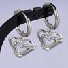1 Paar Silberfarbene Liebesherz Schleifenknoten Charms Ohrringe Edelstahl Creolen Ohrringe Für Damen Herren Accessoires Sonnenblumen Schmuck