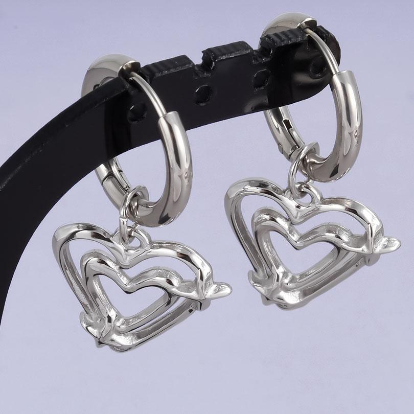 1 Paar Silberfarbene Liebesherz Schleifenknoten Charms Ohrringe Edelstahl Creolen Ohrringe Für Damen Herren Accessoires Sonnenblumen Schmuck
