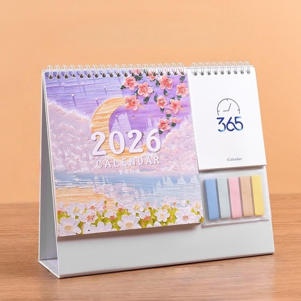 Coil Binding 2026 Desk Calendar Month Date Display Standing Flip Calendar Home Decoration