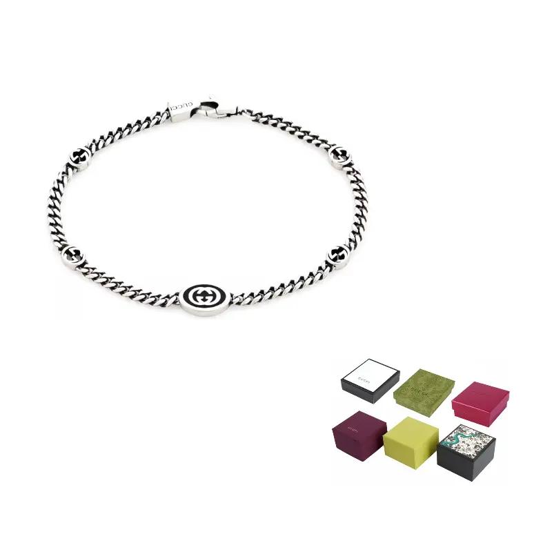 Gucci Double G Serie Ineinandergreifende Double G Kubanische Kette Armband Damenarmband Silber 678657-J8410-8191