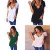 Neu Damen Shirt Bluse Casual Tunika Kurzarm Sommer V-ausschnitt T-shirts Top For Effortless Versatile Style