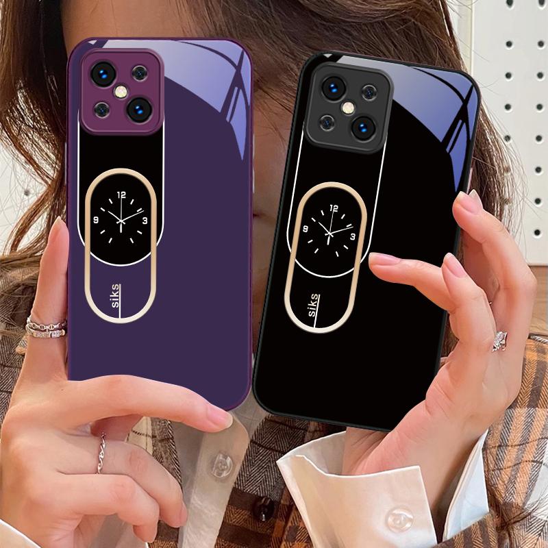 Wall Clock Color Pattern For Oppo Find X5 X8 Pro X3 Lite A72 58 73 54S F11 79 Reno 6 4Z 5G Nord N200 Tempered Glass Phone Case