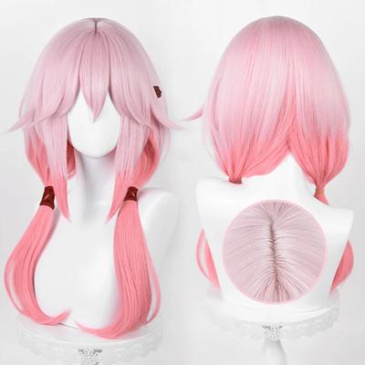 Yuzuriha Inori Cosplay Peruka Anime Długa Różowa Gradientowa Peruka Damska Odporna na Ciepło Włosy Syntetyczne Peruki na Imprezę Halloween + Czepek na Perukę