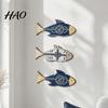 Nautical Bathroom Accessories 3Pcs/Set Wooden Fish Wall Decor, Knot Print Decorations, Coastal Rustic Wood Decor Style Art for Beach House Home