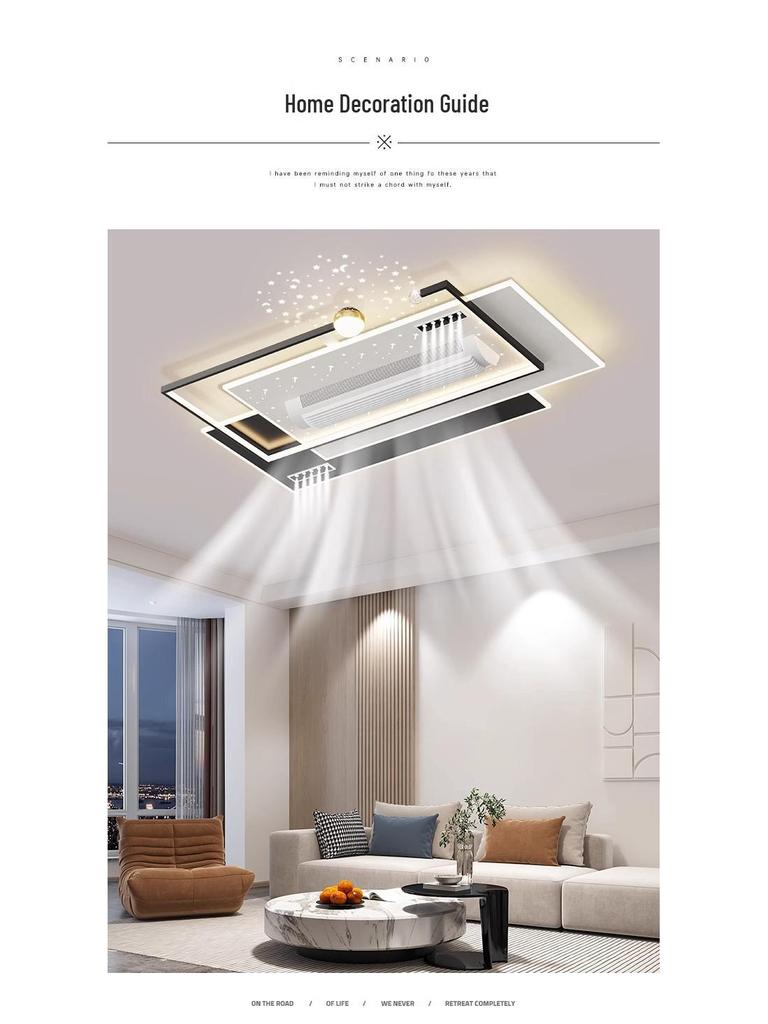Smart Voice-Controlled Leafless Ceiling Fan Light for Living Room/Bedroom, Tricolor, Stepless Dimming, 110V.