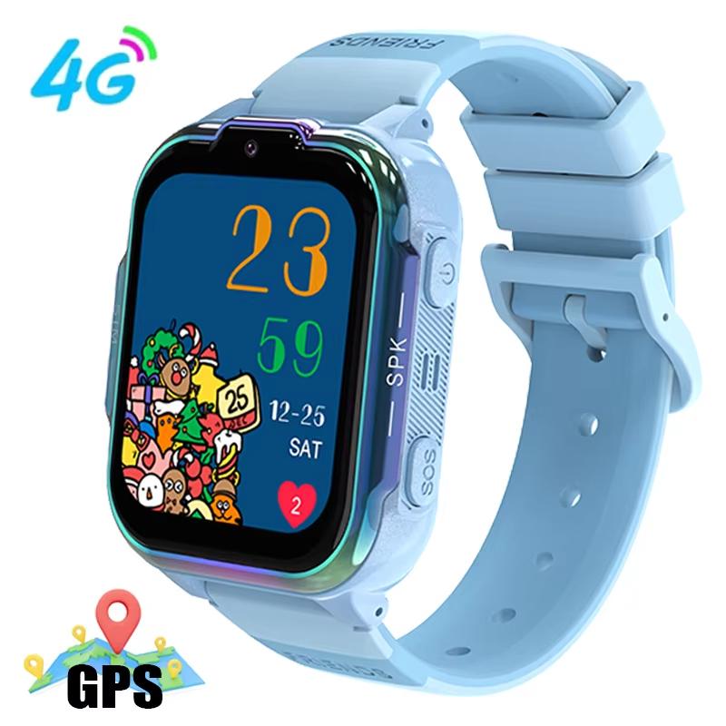 

2025 НОВЫЕ детские умные часы с GPS 4G Отслеживание Видеозвонок Камера SOS Водонепроницаемые Отображение Местоположение LBS Трекер SmartWatch для IOS Android синий