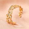 Stainless Steel Rings Vintage Geometric Hollow Adjustable Open Ring Fashion Statement Sun Rings For Women Zircon Banquet Gifts