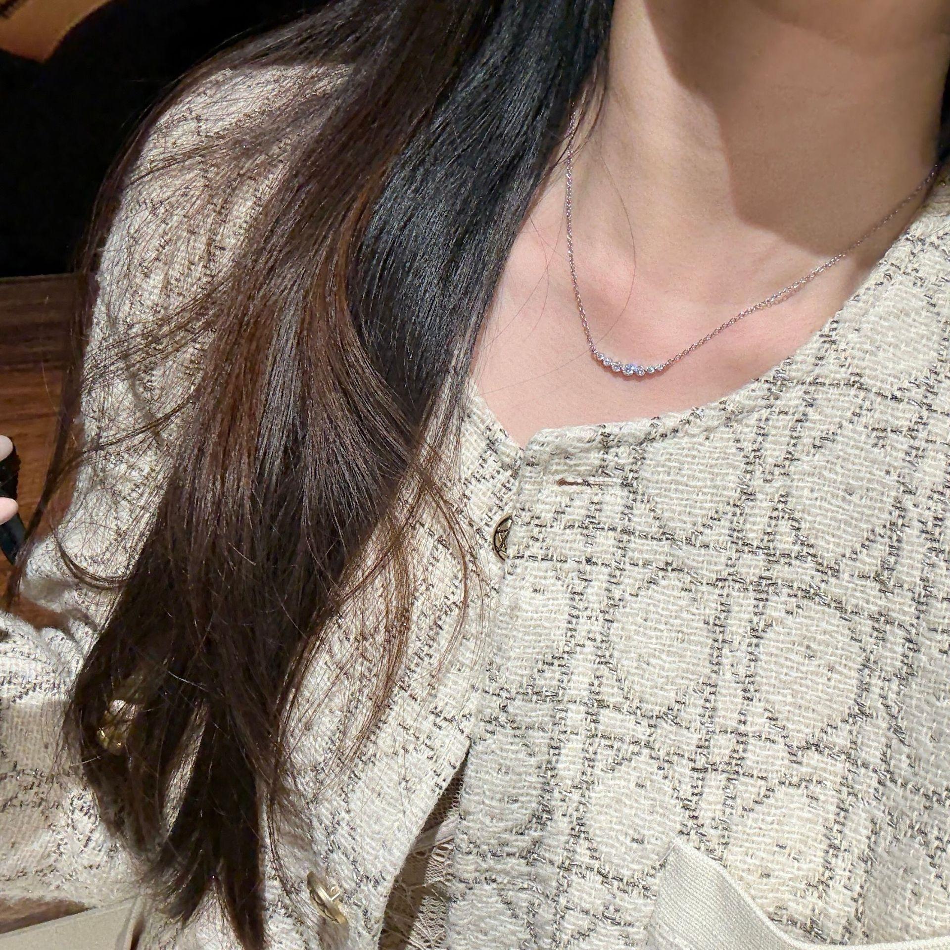 Korean Style Fresh Smile Necklace - High-End Clavicle Chain for Women, Versatile Gift.
