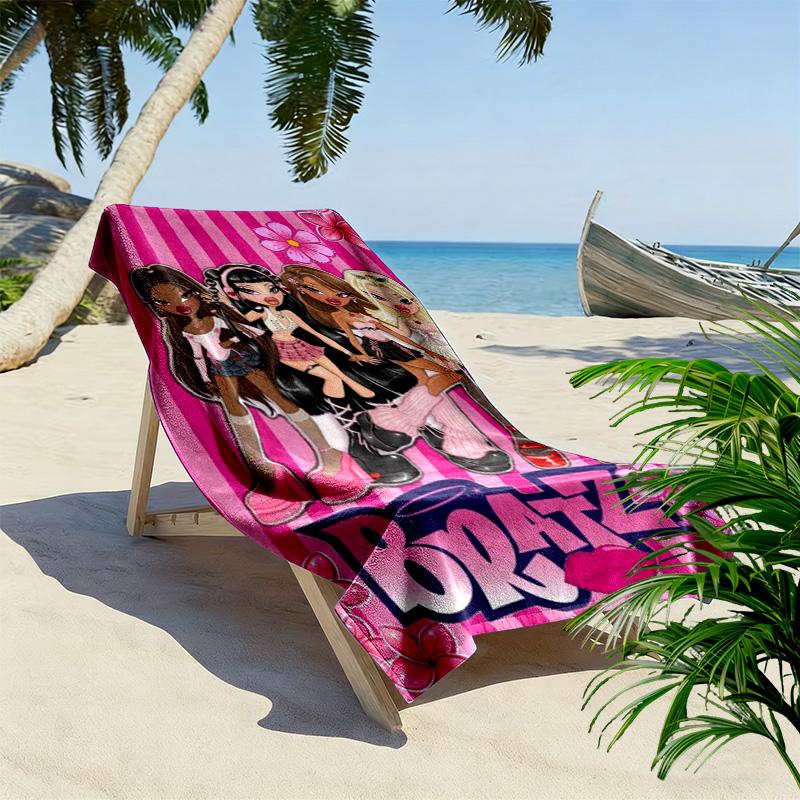 Bratz Cartoon Print Beach Towel, Large Soft Quick Dry Towel for Beach Camping Swimming