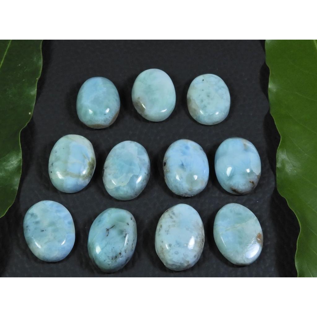 12X16MM Blue Larimar Natural Cabochon Oval Loose Gemstone Lot 11Pcs 104Cts. A-51