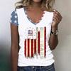 Women’s V Neck Lightweight Short Sleeve Top with Distressed Flag and 250 Years Print for Spring Summer Casual Wear